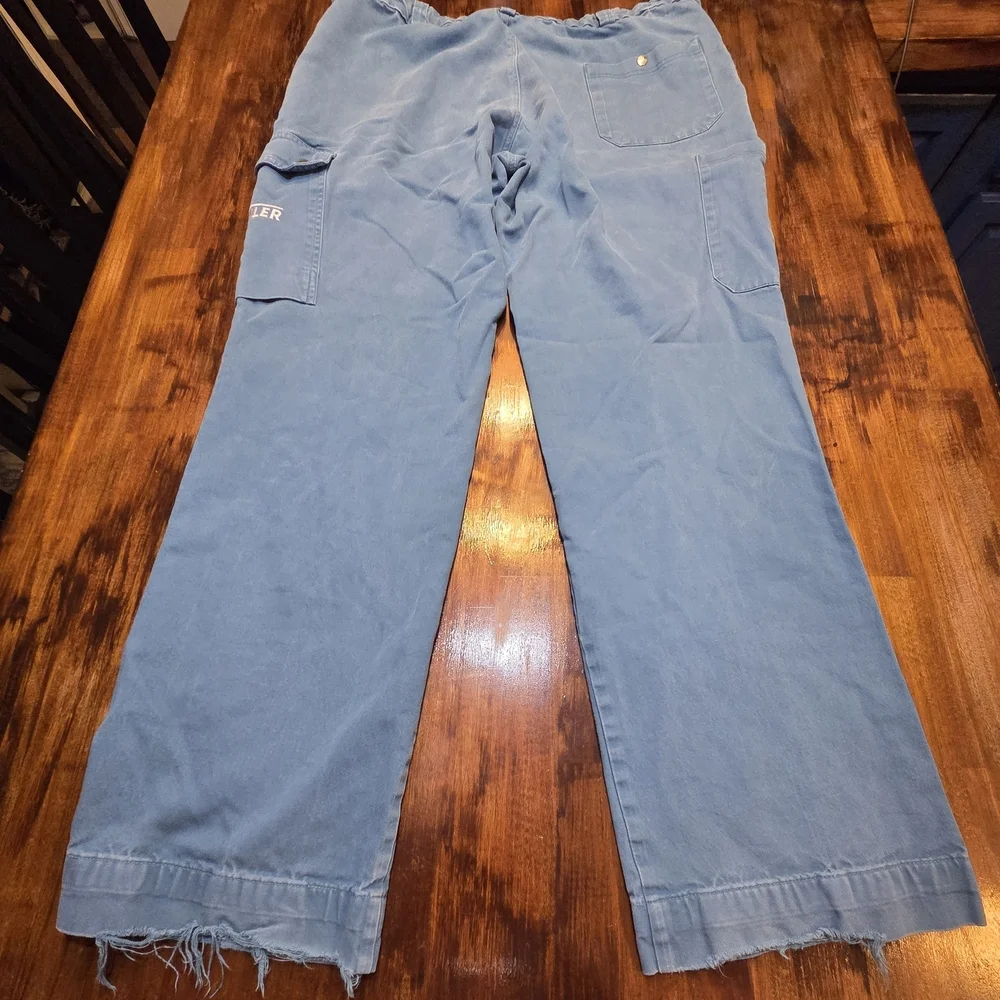 Y2k Vintage German Workwear Kübler WorkWear Cargo Pants Light Blue SZ EU 52
